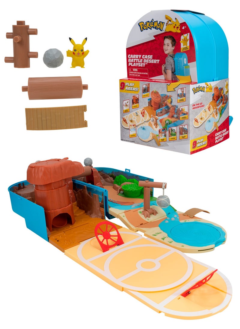 Pokemon Carry Case Battle Desert Playset | Pokemon Battle Arena | Interactive Playset | Battle Figure | Collectible Figure | Gift for Boys and Kids