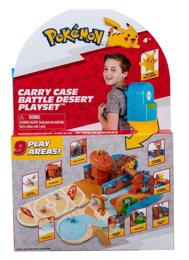 Pokemon Carry Case Battle Desert Playset | Pokemon Battle Arena | Interactive Playset | Battle Figure | Collectible Figure | Gift for Boys and Kids
