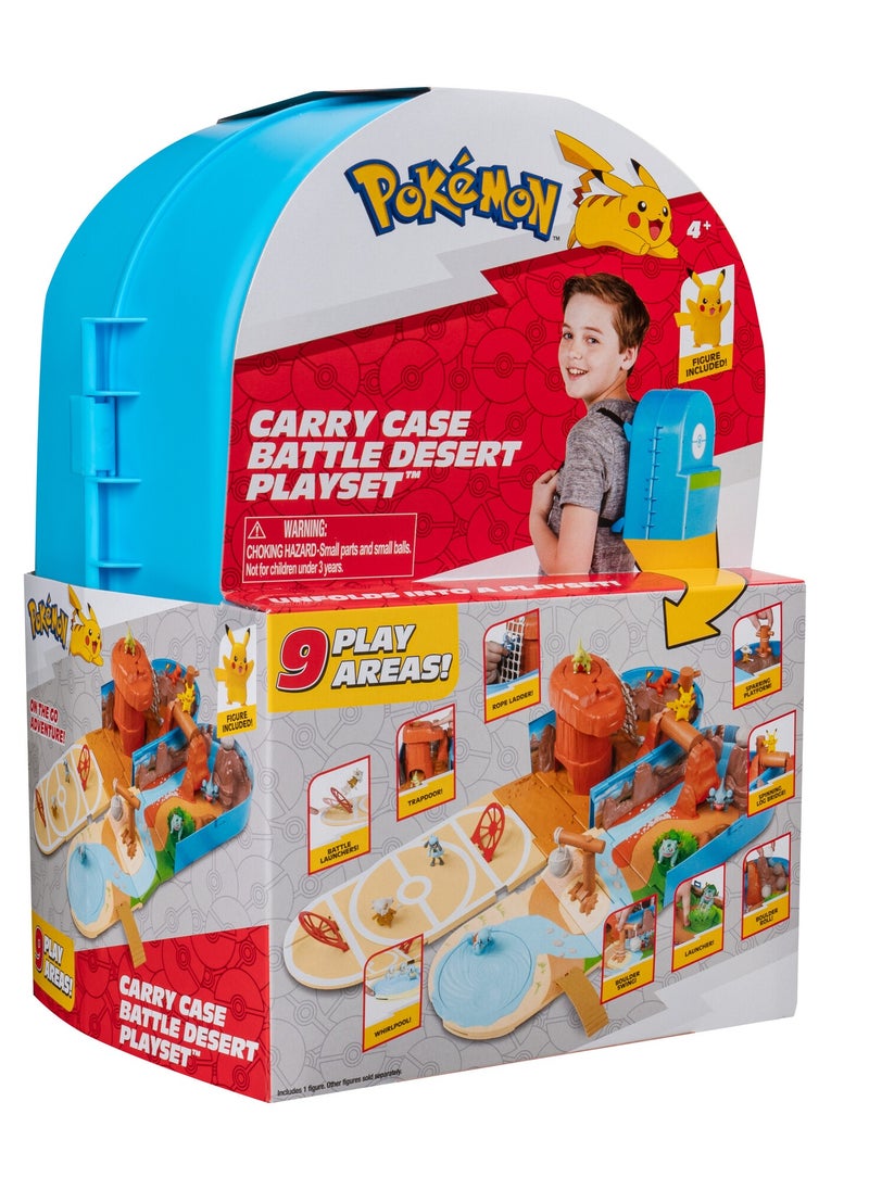 Pokemon Carry Case Battle Desert Playset | Pokemon Battle Arena | Interactive Playset | Battle Figure | Collectible Figure | Gift for Boys and Kids
