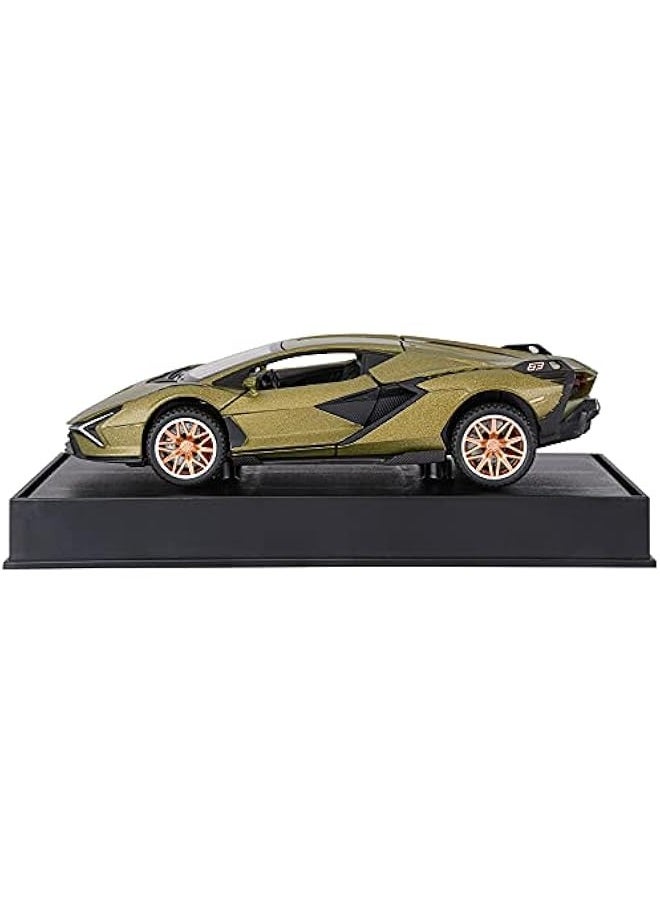 Toy Cars Lambo Sian FKP3 Metal Model Car with Light and Sound Pull Back Toy Car for Boys Age 3 + Year Old (Army Green)