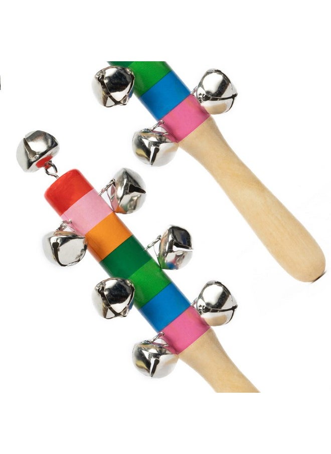 Toolart® Non Toxic Colorful Wooden Baby Rattle Toy - Set of 4 (Jingle Bell) (Color May Vary)