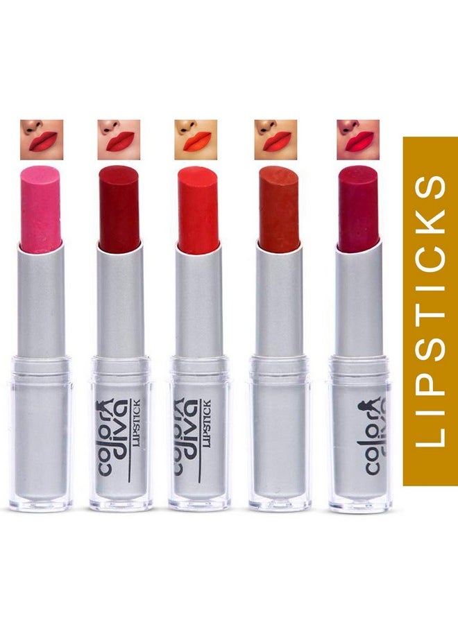 Matte Absolute Silver(Maroonorangepinkbrownhot Red) Lipstick Pack Of 5