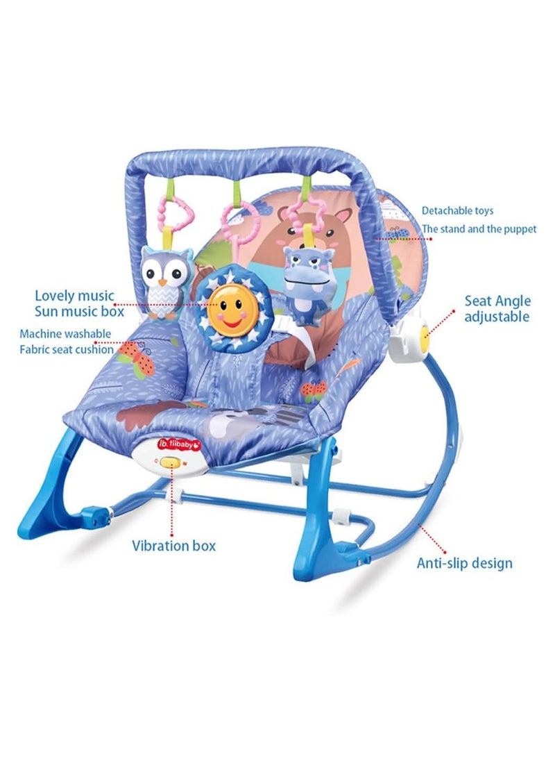 Multifunctional Baby Rocker Bassinet - Foldable, Portable Rocking Chair with Soothing Music & Vibration Modes, Adjustable Recline for Newborns, Infants & Toddlers
