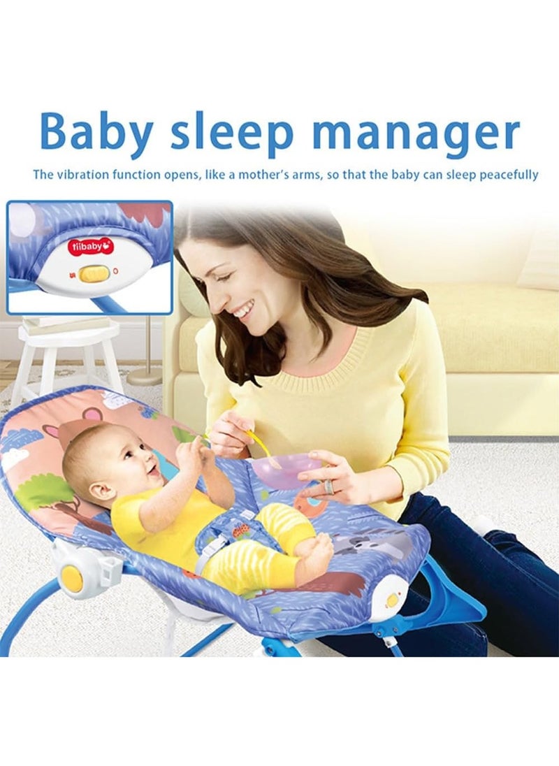 Multifunctional Baby Rocker Bassinet - Foldable, Portable Rocking Chair with Soothing Music & Vibration Modes, Adjustable Recline for Newborns, Infants & Toddlers