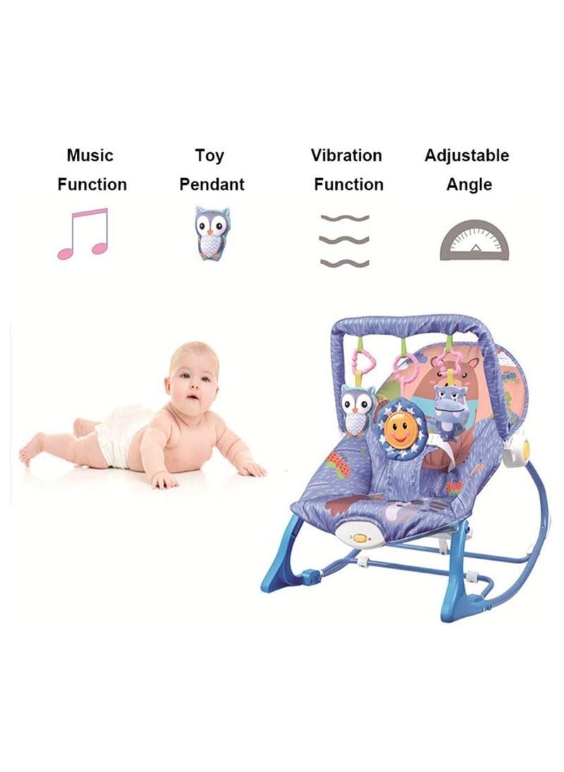 Multifunctional Baby Rocker Bassinet - Foldable, Portable Rocking Chair with Soothing Music & Vibration Modes, Adjustable Recline for Newborns, Infants & Toddlers