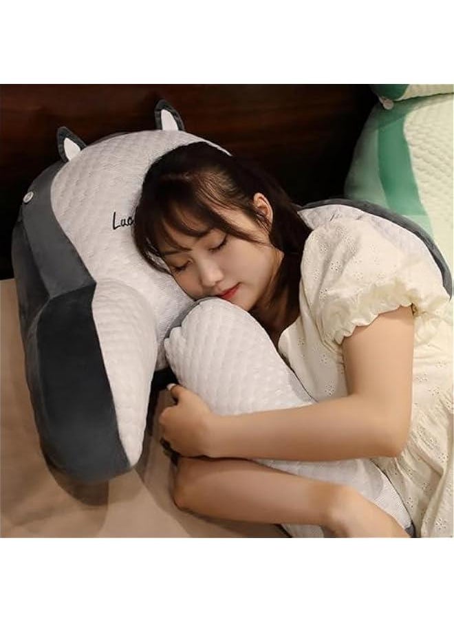 Bed Rest Pillow, Bed Rest Reading Pillow with Arm Support Cartoon Print Detachable Backrest Support Sofa Couch Pillow Cushion (Pink)60*40cm