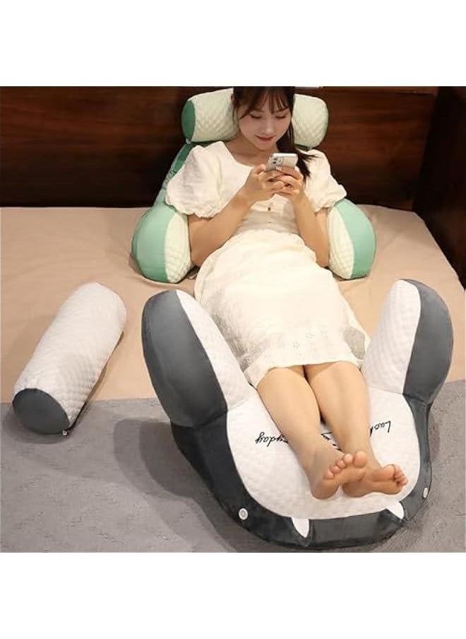 Bed Rest Pillow, Bed Rest Reading Pillow with Arm Support Cartoon Print Detachable Backrest Support Sofa Couch Pillow Cushion (Pink)60*40cm