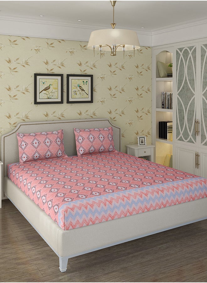 Cotton Rich Double Bedsheet with 2 Pillow Covers for Bed Room, Home, Hotel-120 GSM, Orange, 210 X 215 Cm
