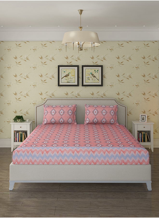 Cotton Rich Double Bedsheet with 2 Pillow Covers for Bed Room, Home, Hotel-120 GSM, Orange, 210 X 215 Cm