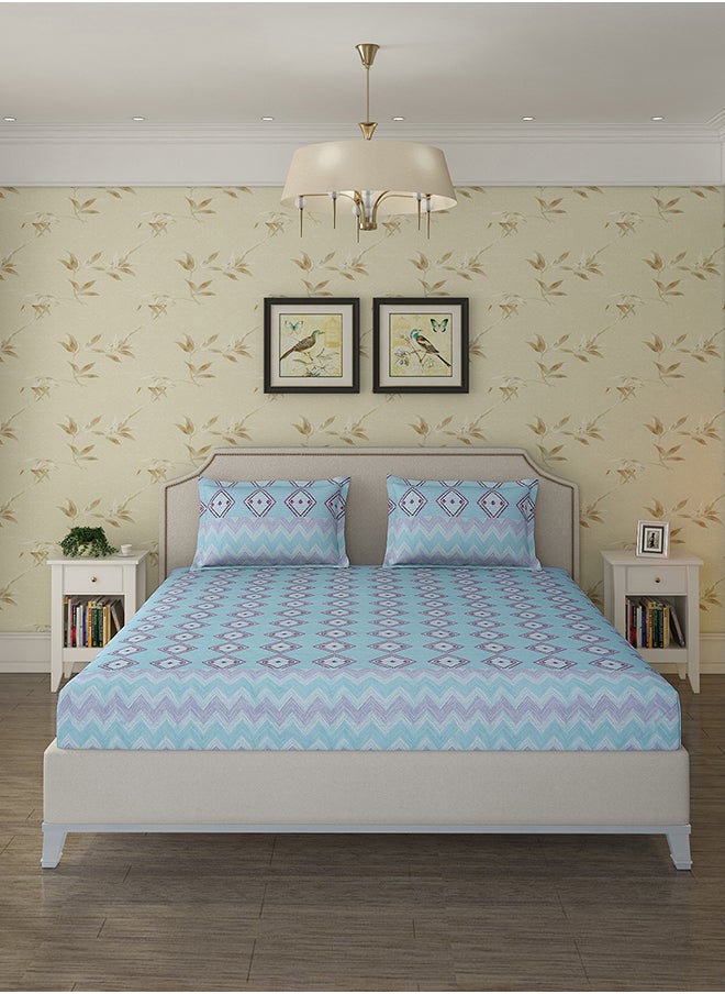 Cotton Rich Double Bedsheet with 2 Pillow Covers for Bed Room, Home, Hotel-120 GSM, Green Black, 210 X 215 Cm