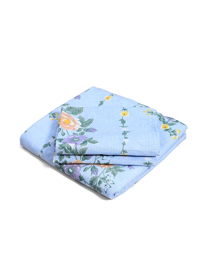 Cotton Rich Double Bedsheet with 2 Pillow Covers for Bed Room, Home, Hotel-120 GSM, Blue, 210 X 215 Cm
