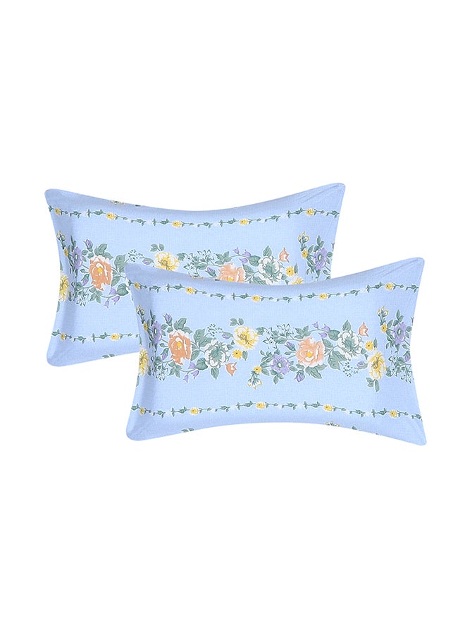 Cotton Rich Double Bedsheet with 2 Pillow Covers for Bed Room, Home, Hotel-120 GSM, Blue, 210 X 215 Cm