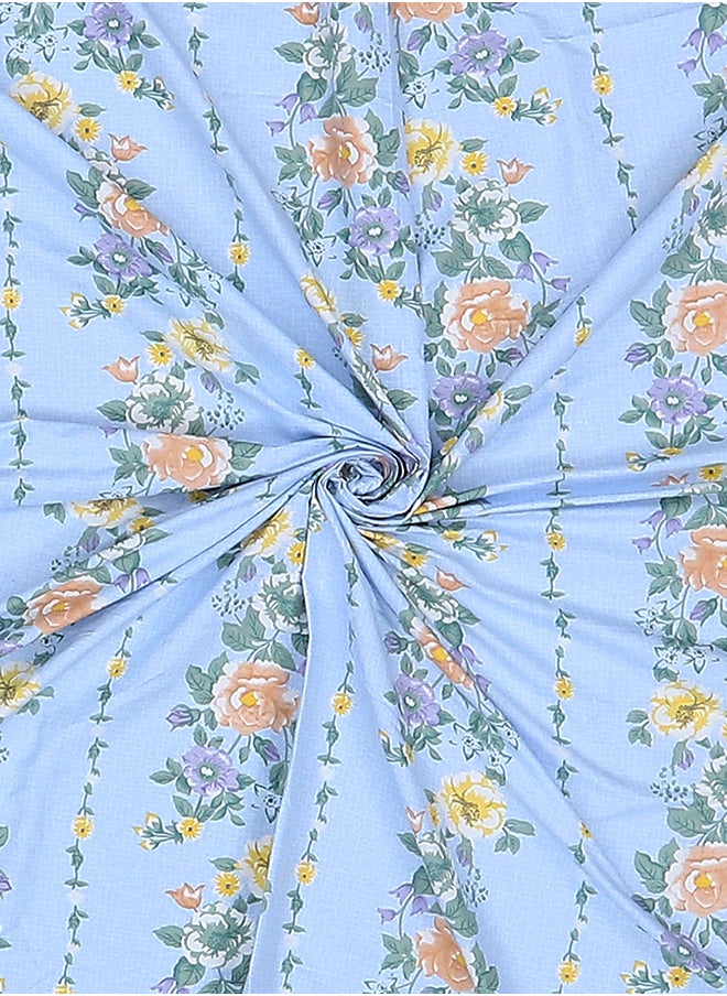 Cotton Rich Double Bedsheet with 2 Pillow Covers for Bed Room, Home, Hotel-120 GSM, Blue, 210 X 215 Cm