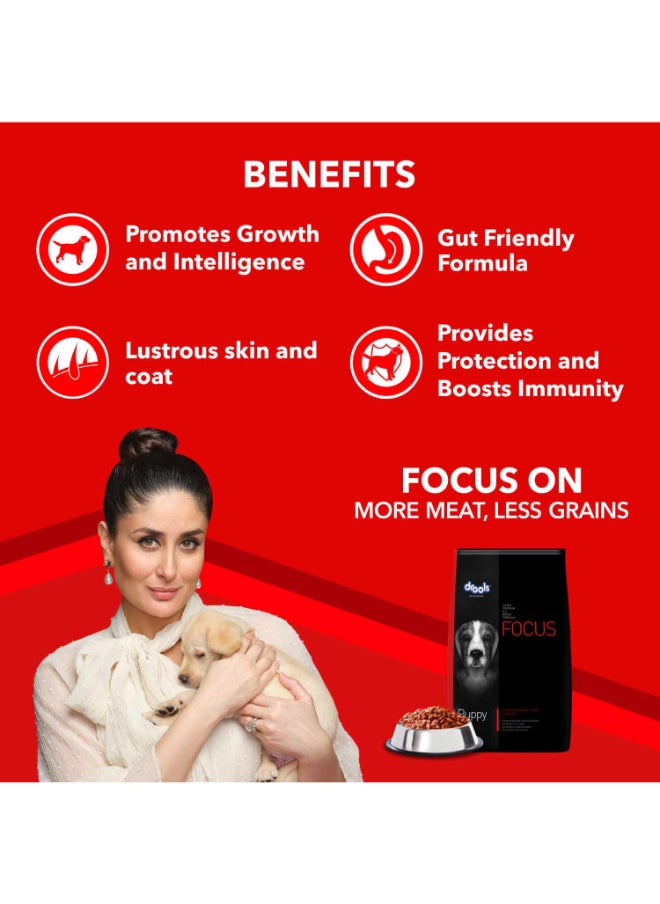 Focus Premiun Puppy Dry Dog Food  Real Chicken 12 Kg + Free 1 Kg