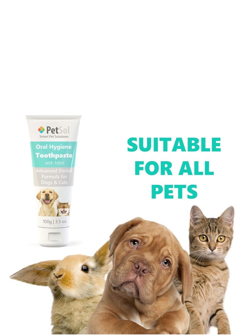 Toothpaste for Dogs and Cats 100g Improve Gum Tooth Health and Oral Hygiene Freshen Dog Breath Remove and Reduce Plaque Fresh Breath Dental Care Teeth Cleaning Tartar and Plaque Remover Mint