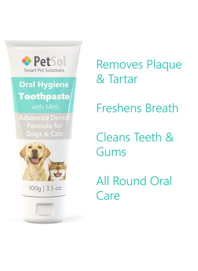 Toothpaste for Dogs and Cats 100g Improve Gum Tooth Health and Oral Hygiene Freshen Dog Breath Remove and Reduce Plaque Fresh Breath Dental Care Teeth Cleaning Tartar and Plaque Remover Mint