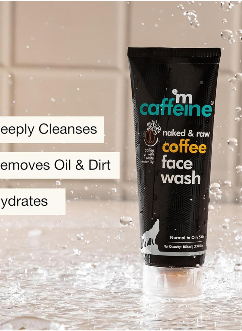 mCaffeine Coffee Exfoliating & Moisturizing Face Wash with White Water Lily for Dark spots | Anti Acne Gentle Facial Cleanser for Normal to Oily Skin |...