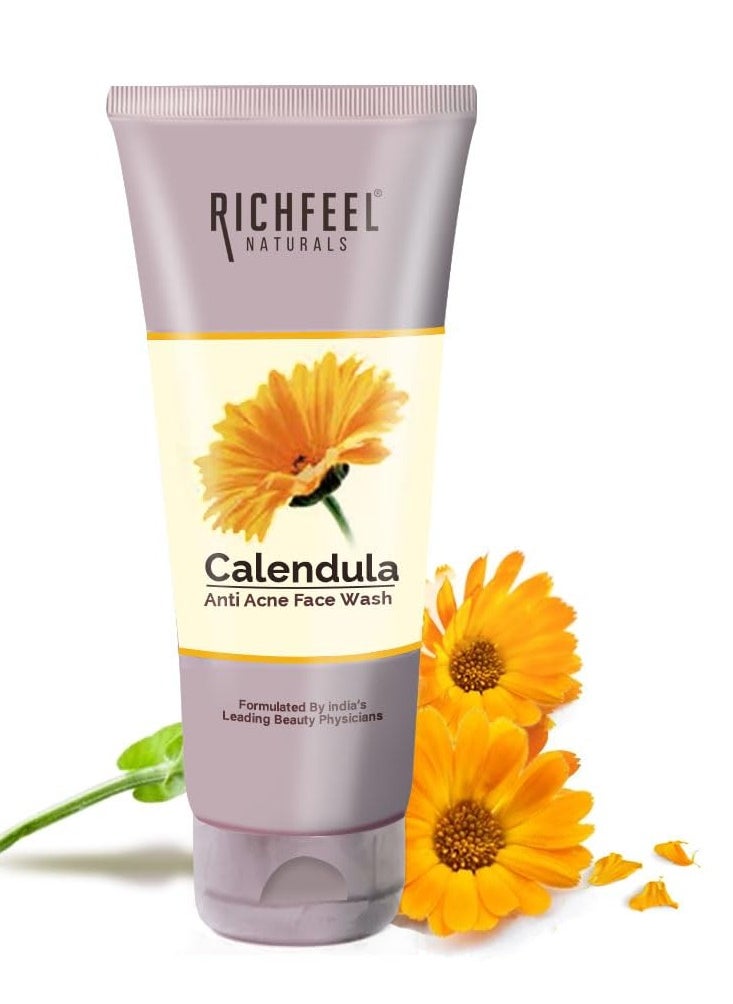 Richfeel Anti Acne Calendula Face Wash | Power of Soothing Calendula Extracts | For Skin prone to Acne & Blemishes | Physician Formulated | Helps Calm...