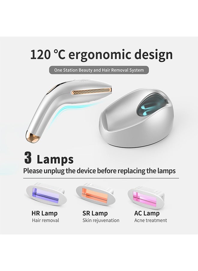 Gp590 Plus Hair Removal Device With Three Lenses, One For Body Hair, One For Removing Wrinkles And Tightening The Skin, And One For Removing Acne