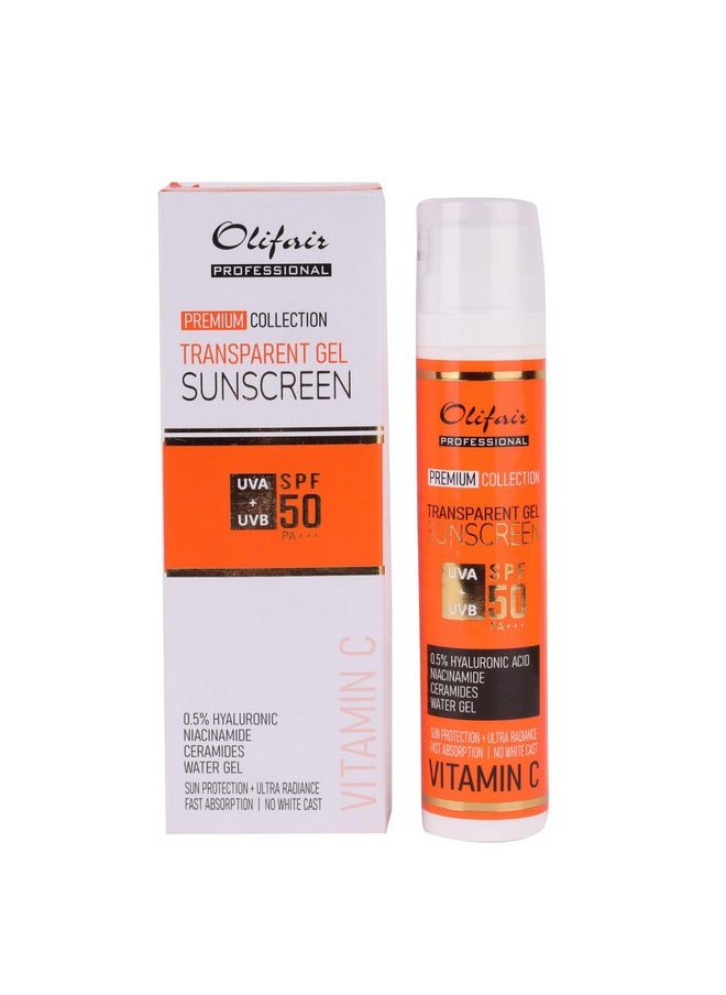 Olifair Vitamin C Transparent Sunscreen Gel SPF 50 PA+++ | fast absorption | no white cast | 50 ml