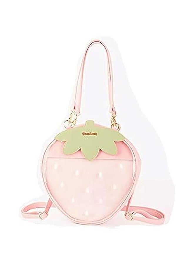 Ita Bag Strawberry Fruit Shoulder Bag Satchel Backpack Casual Daypack-Kawaii DIY Cosplay Strawberry Daypack (Pink)