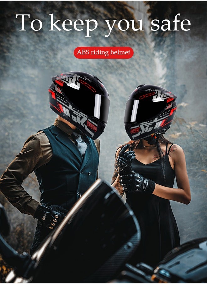 Full face motorcycle helmet, lightweight, collision resistant, breathable lining motorcycle helmet, cool riding equipment Four season racing helmet, suitable for both men and women