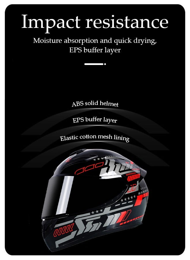 Full face motorcycle helmet, lightweight, collision resistant, breathable lining motorcycle helmet, cool riding equipment Four season racing helmet, suitable for both men and women