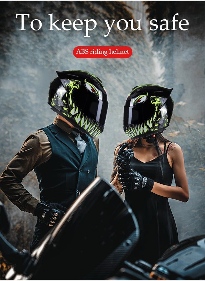 Full face motorcycle helmet, lightweight, collision resistant, breathable lining motorcycle helmet, cool riding equipment Four season racing helmet, suitable for both men and women