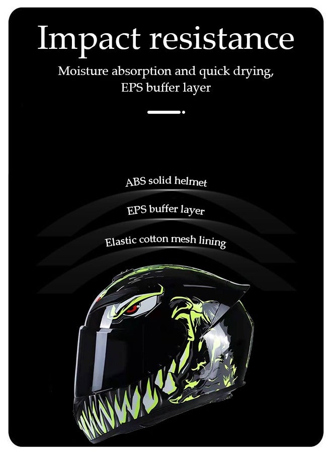 Full face motorcycle helmet, lightweight, collision resistant, breathable lining motorcycle helmet, cool riding equipment Four season racing helmet, suitable for both men and women