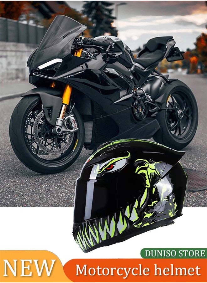 Full face motorcycle helmet, lightweight, collision resistant, breathable lining motorcycle helmet, cool riding equipment Four season racing helmet, suitable for both men and women