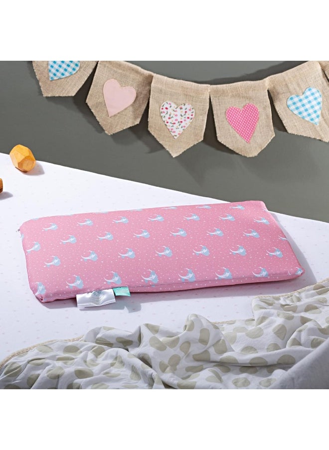 The White Willow Soft Memory Foam Thin Pillow for Kids-Baby Pillow for 1 Year to 5 Years-Kids Pillow for Sleeping-Toddler Bed Pillow for Boys & Girls-Slim Small Pillow for Babies-Pink Pillow Cover