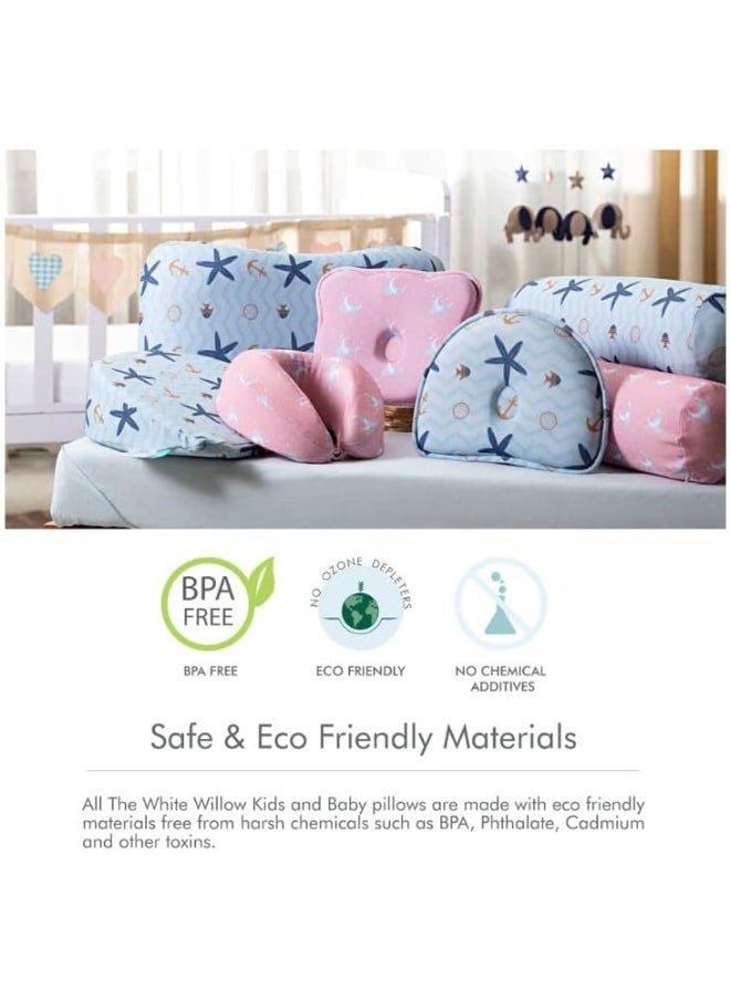 The White Willow Soft Memory Foam Thin Pillow for Kids-Baby Pillow for 1 Year to 5 Years-Kids Pillow for Sleeping-Toddler Bed Pillow for Boys & Girls-Slim Small Pillow for Babies-Pink Pillow Cover