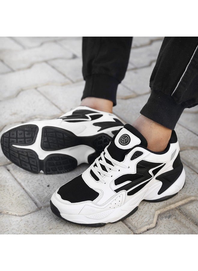 Bacca Bucci® Zeus Men Fashion Sneakers/Running Shoes with Chunky Rubber Outsole for Running, Walking, Training, Gyming, Streets, Parties & Fun- Black/White, Size UK7
