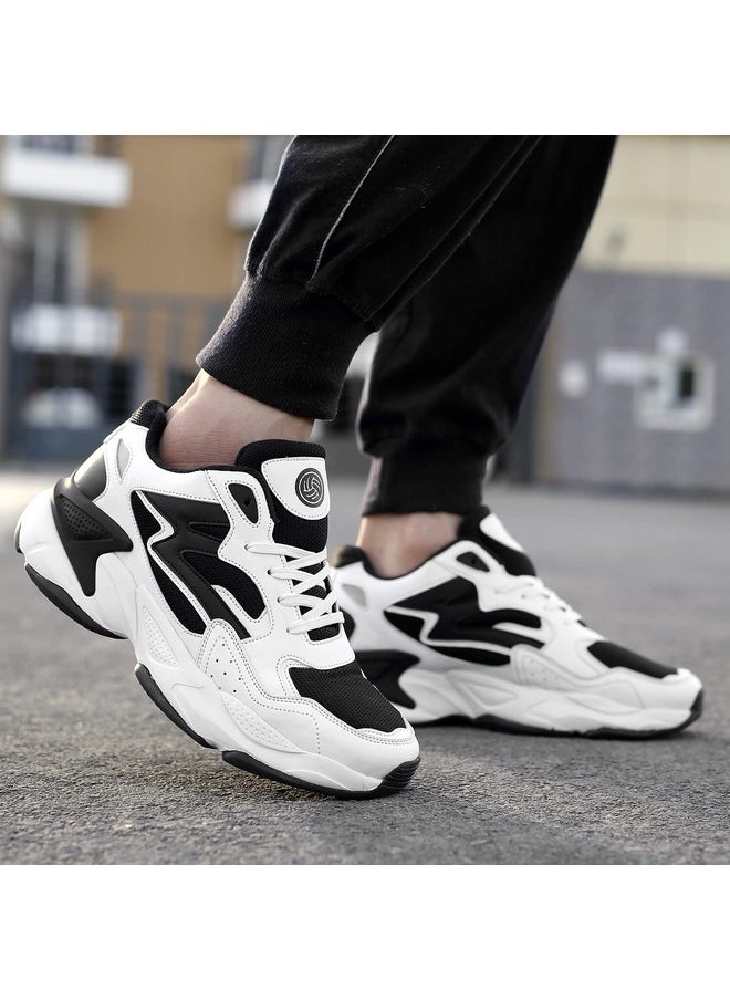Bacca Bucci® Zeus Men Fashion Sneakers/Running Shoes with Chunky Rubber Outsole for Running, Walking, Training, Gyming, Streets, Parties & Fun- Black/White, Size UK7