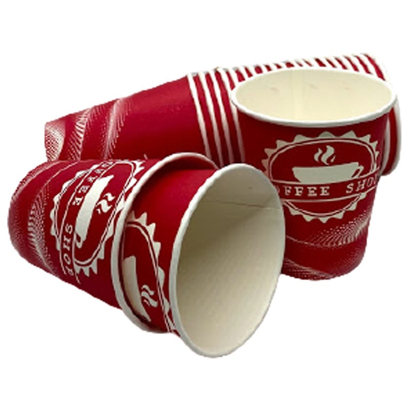 50-Piece Printed Disposable Paper Tea And Coffee Cups Set red