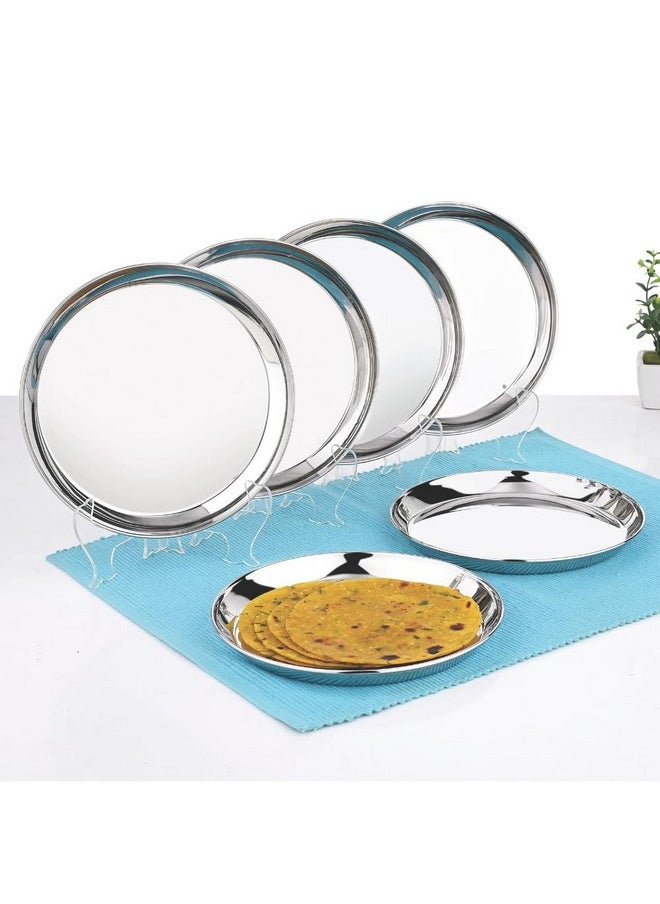 Vinod Stainless Steel Plate - Set of 6, Smokey Grey, Large (VINODKANB306)