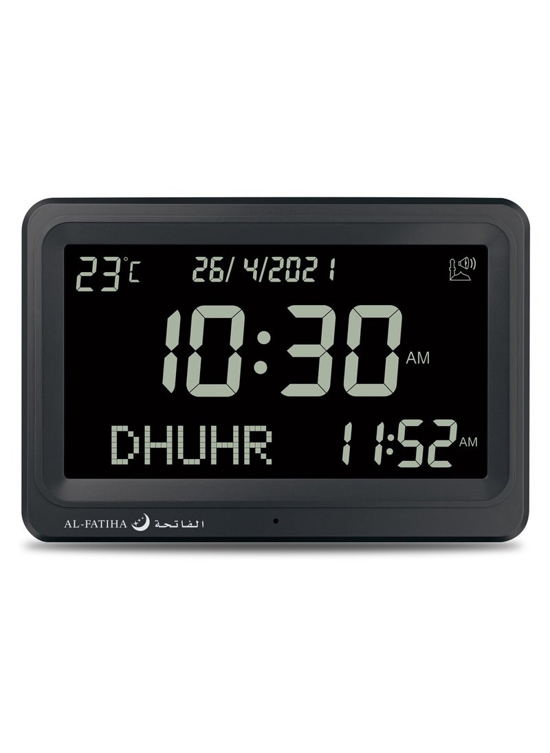 AL-FATIHA Automatic Worldwide Digital 8 Azan Prayer Sounds Islamic Wall and Desk Clock Black screen