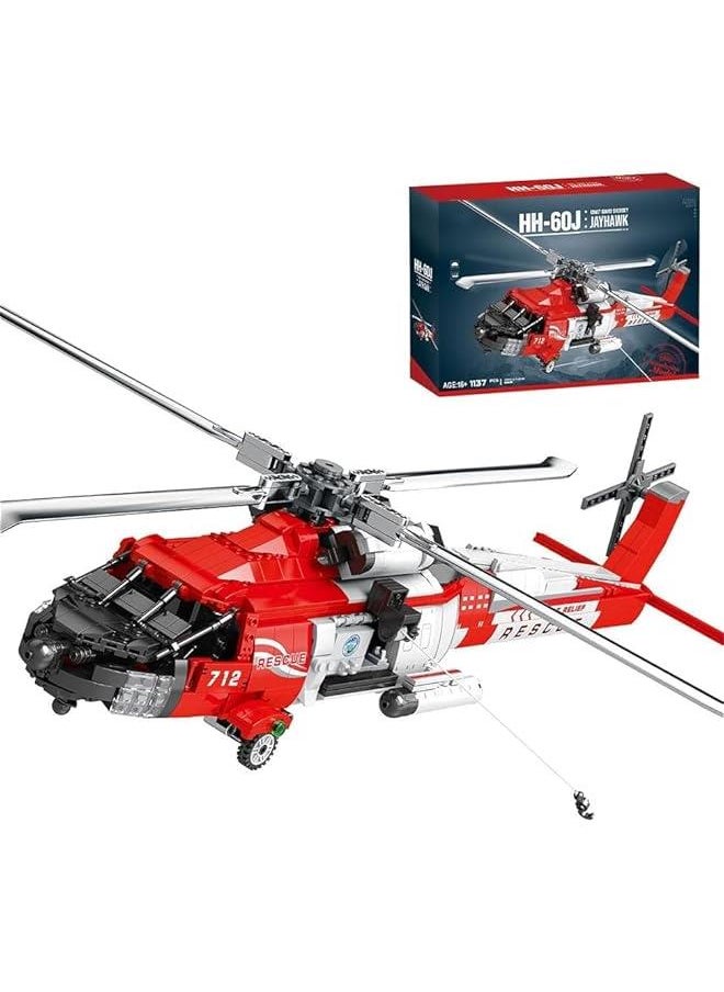 HH-60J Rescue Helicopter Building Blocks, Military Army Airplane Building Bricks, Airplane Building Blocks for Kids Adults, Military Fighter Model, MOC Aircraft Model Plane Toy (1137 PCS)