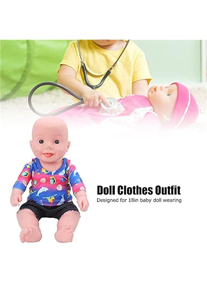 T-Shirt Reborn Baby Doll Clothes Sets,18Inch Newborn Baby Doll Accessories Fashion Baby Doll Outfit Matching Exercise T-Shirt and Shorts(QD18-032)