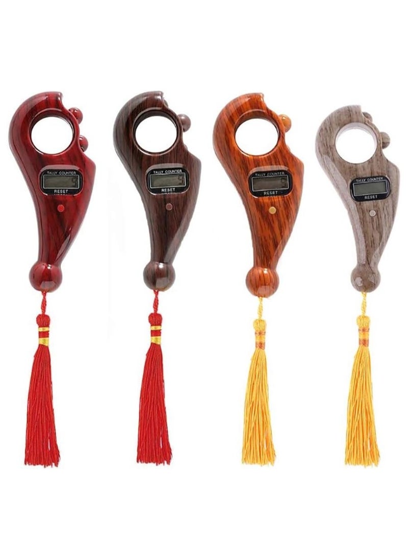 Set of 4pc Muslim LCD finger Tasbih Digital Tally Counter with Compass Beads Electronic Counter Digital Prayer Beads Tasbeeh counter