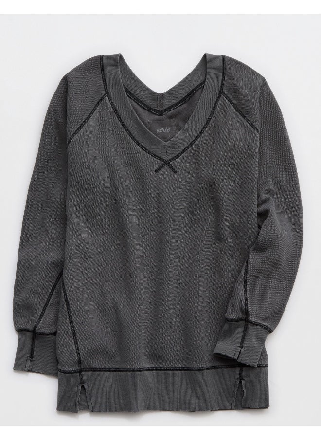 Aerie Downtime Textured V-Neck Sweatshirt