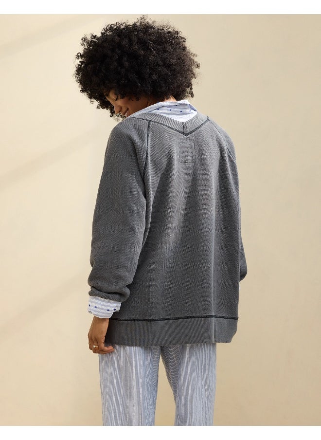 Aerie Downtime Textured V-Neck Sweatshirt