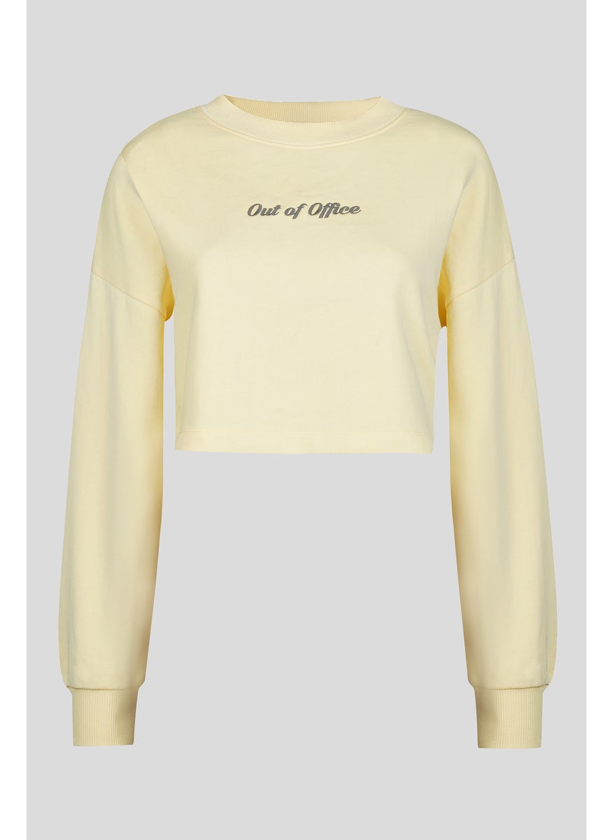 Out Of Office' Yellow Terry Cropped Sweatshirt
