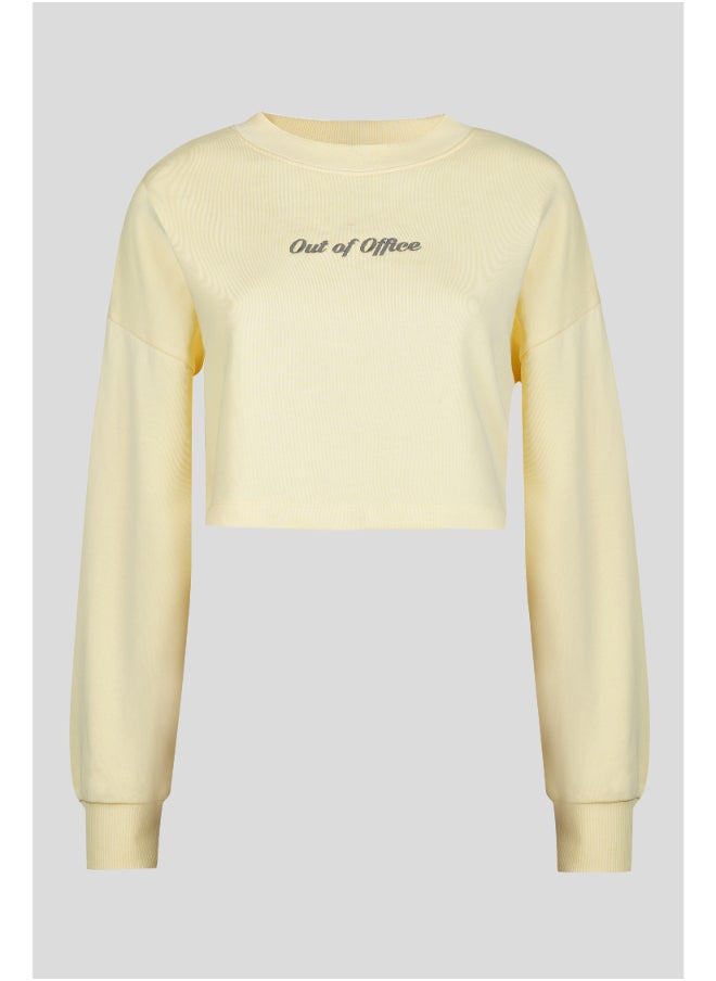 Out Of Office' Yellow Terry Cropped Sweatshirt