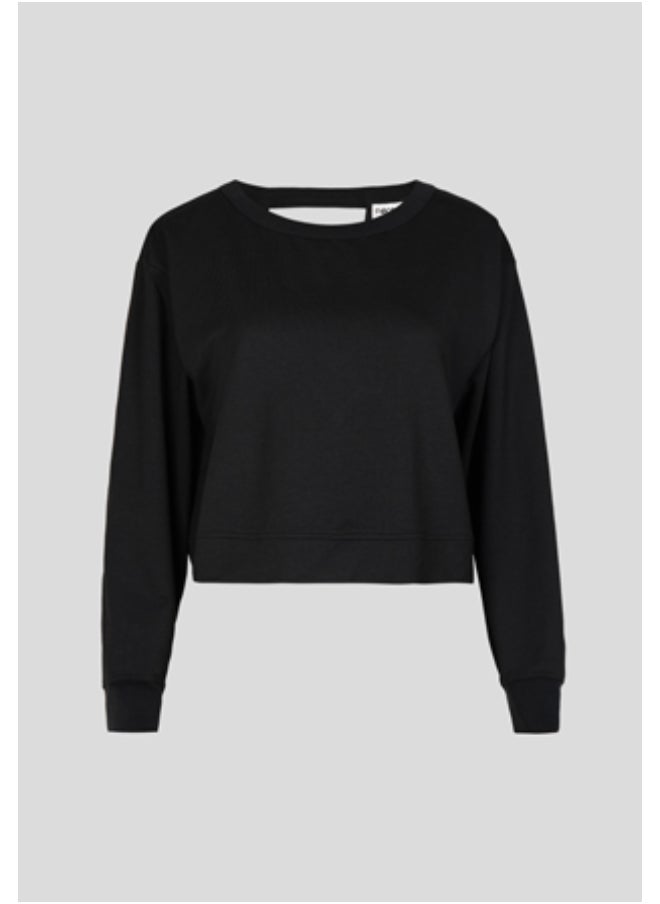 Black Bamboo Terry Open Back Sweatshirt