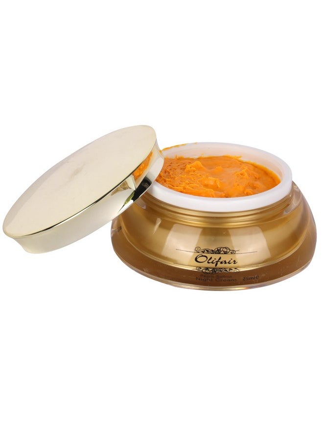 Olifair Pearls Saffron Night Cream for Men and Women,Skin Whitening and Dark Spot Removal-25 g (Pack of 1)