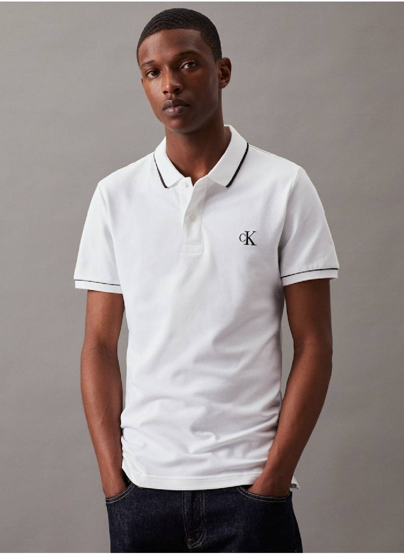 Men's Slim Polo Shirt - Cotton, White
