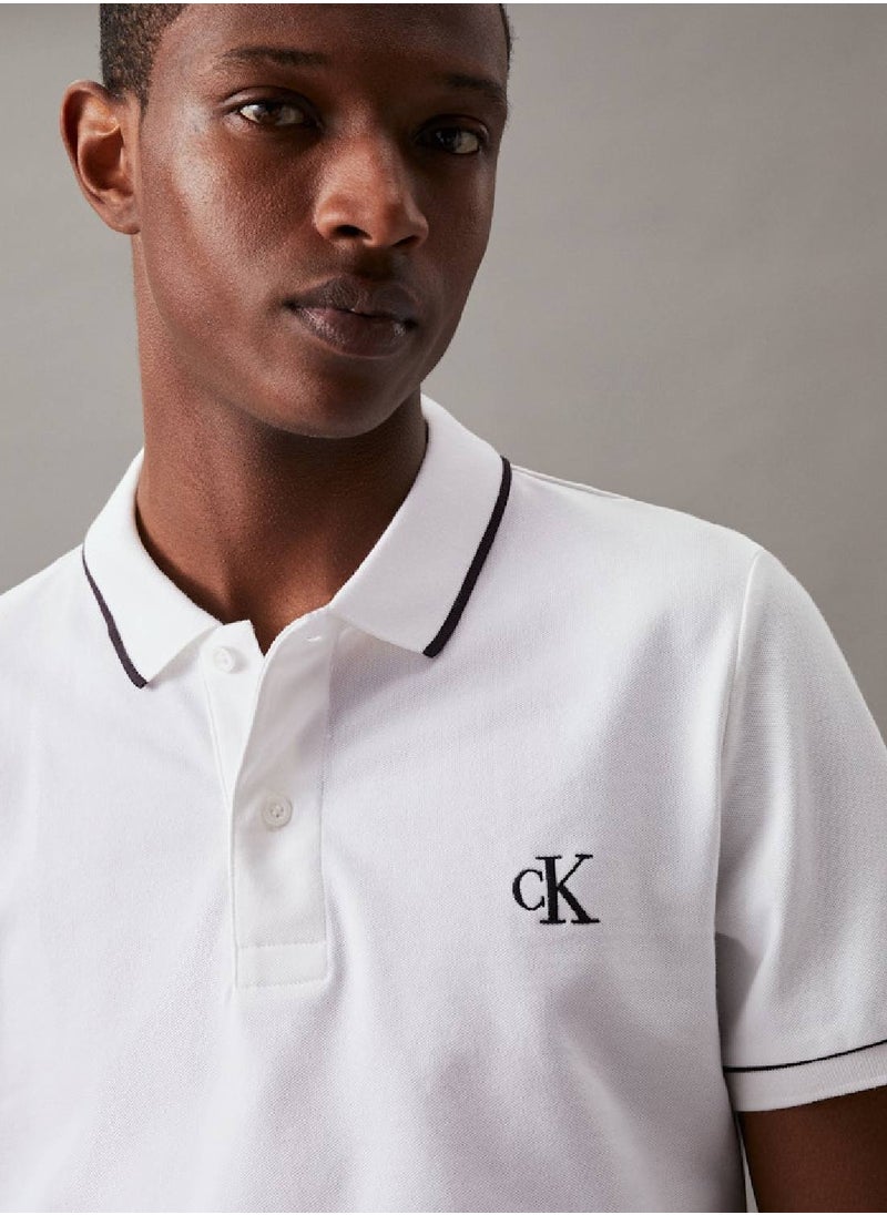 Men's Slim Polo Shirt - Cotton, White