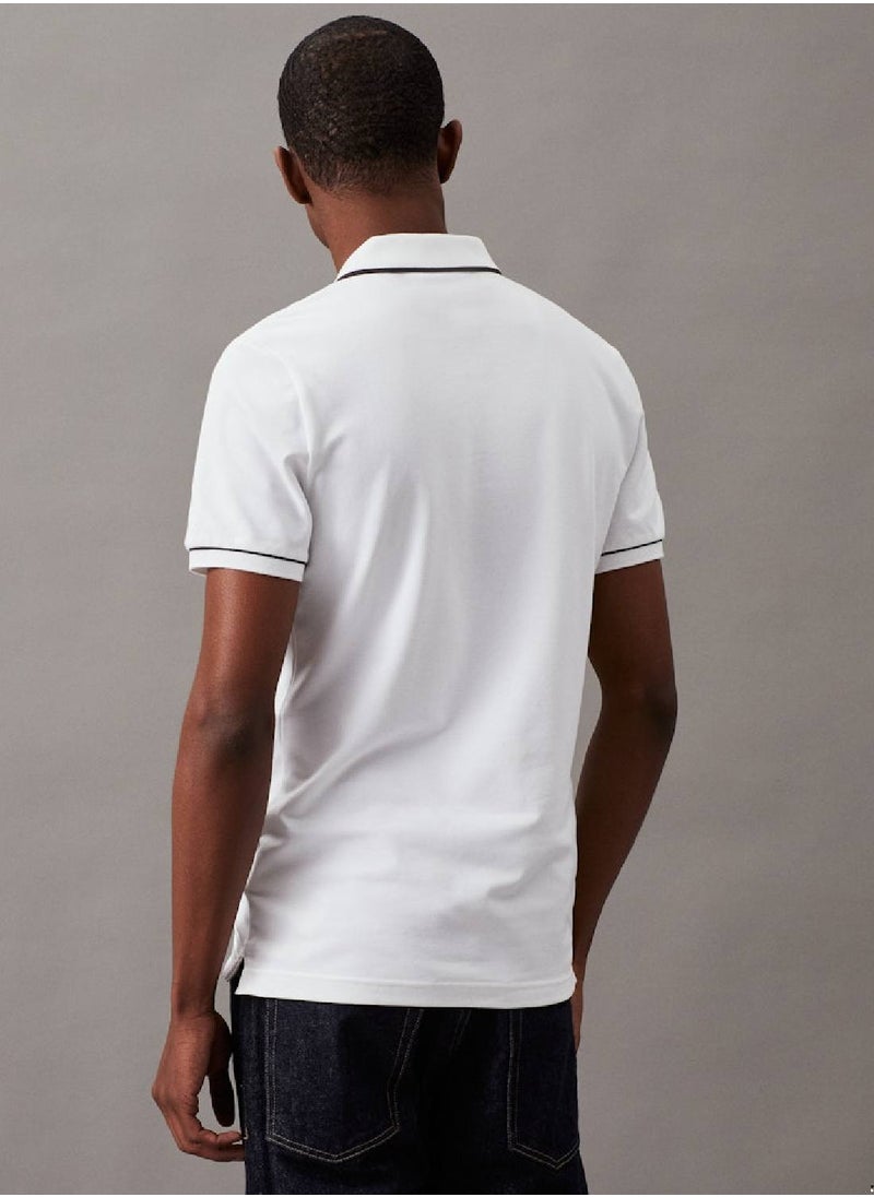 Men's Slim Polo Shirt - Cotton, White