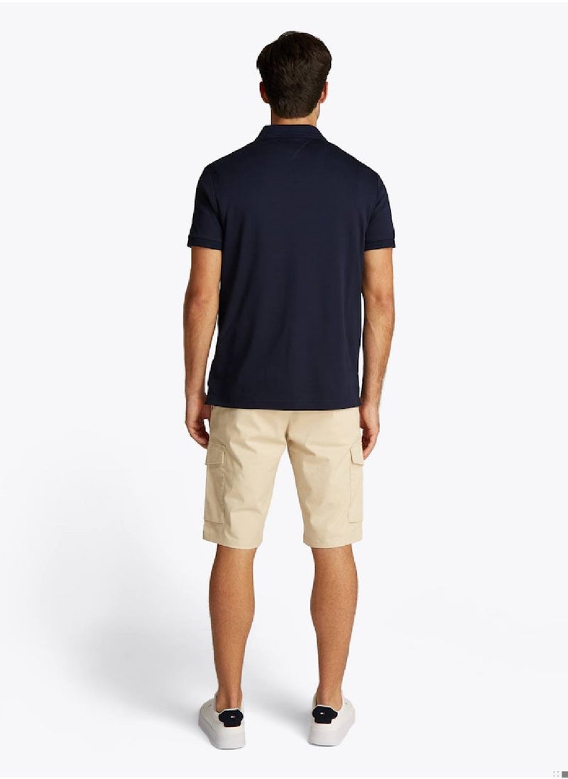 Men's Regular Fit Zip Placket Polo Shirt - Cotton, Blue